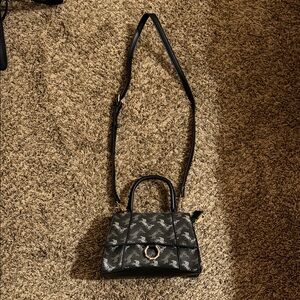 Elegant Black Patterned Handbag